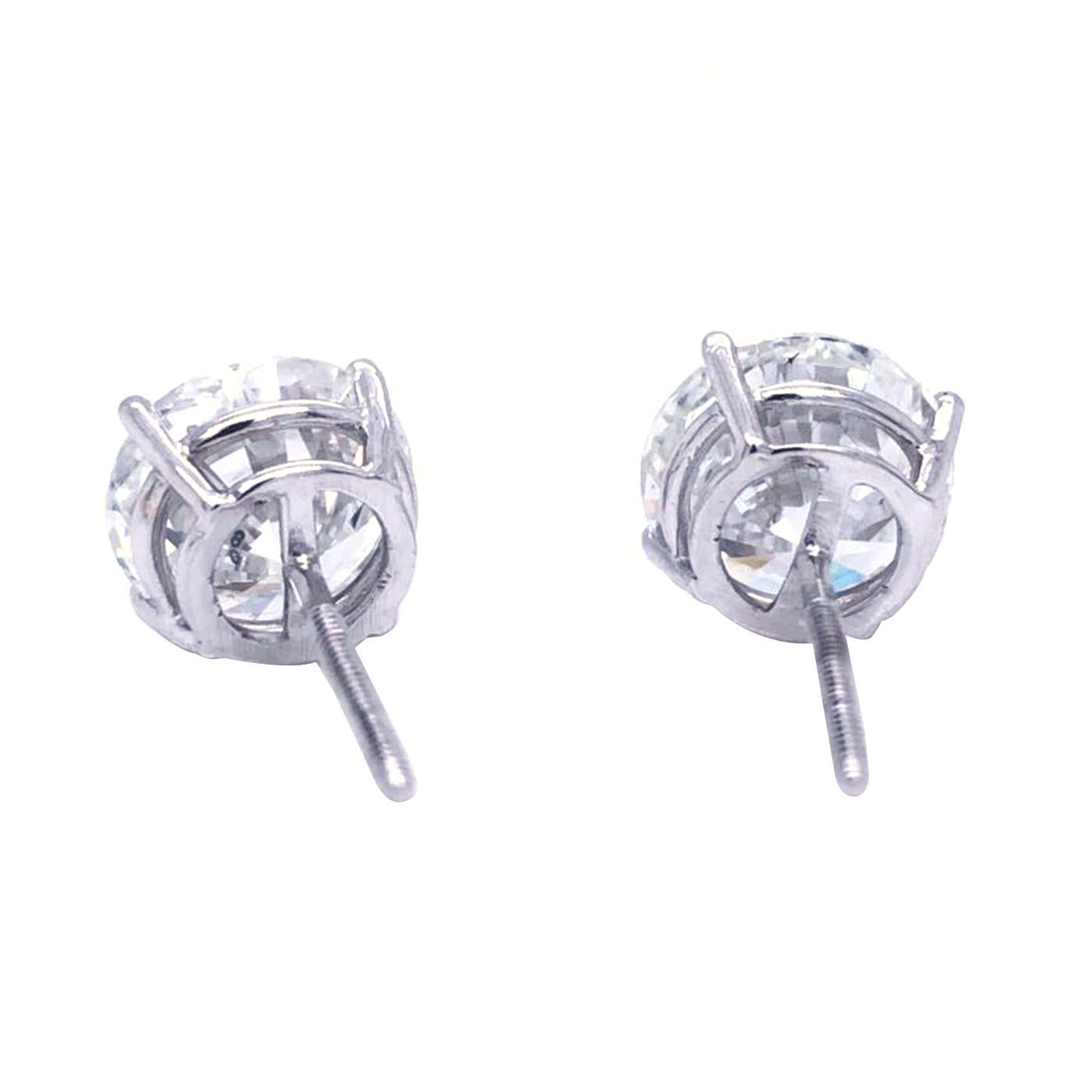GIA Certified 5.08 Carat Diamond Stud Earrings Round Cut 18K Gold Si1 Clarity 4