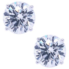 GIA Certified 5.08 Carat Diamond Stud Earrings Round Cut 18K Gold Si1 Clarity