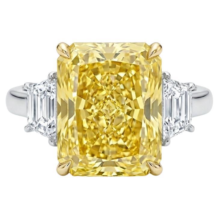 GIA Certified 5.08 Carat Fancy Intense Yellow Diamond Ring