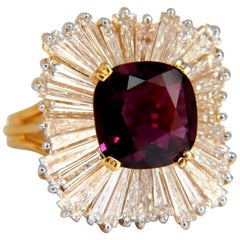 GIA Certificado 5,08 Quilates Rubí Natural Diamantes Anillo 18 Quilates Bailarina Prime*