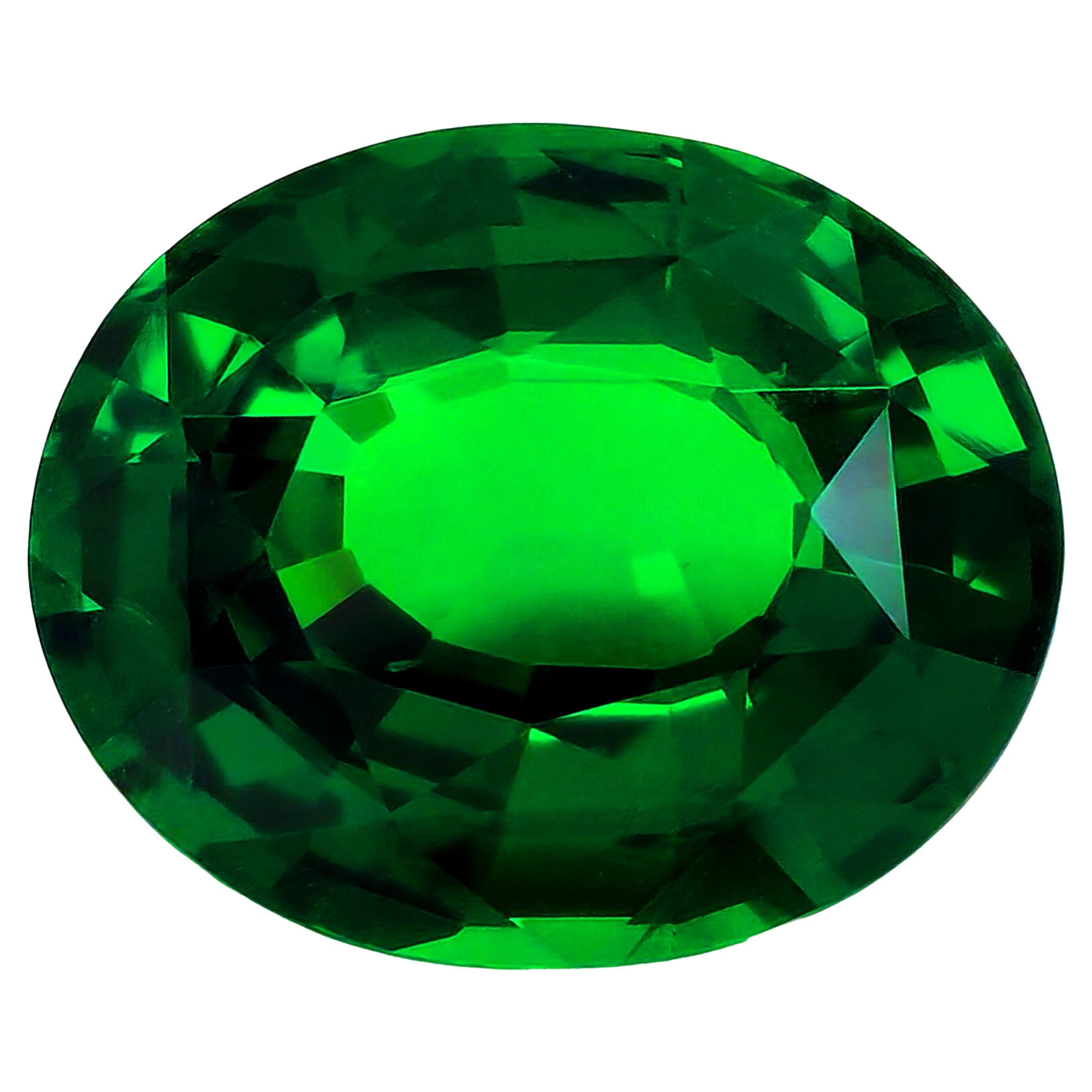 GIA Certified 5.08 Carat Natural Tsavorite For Sale