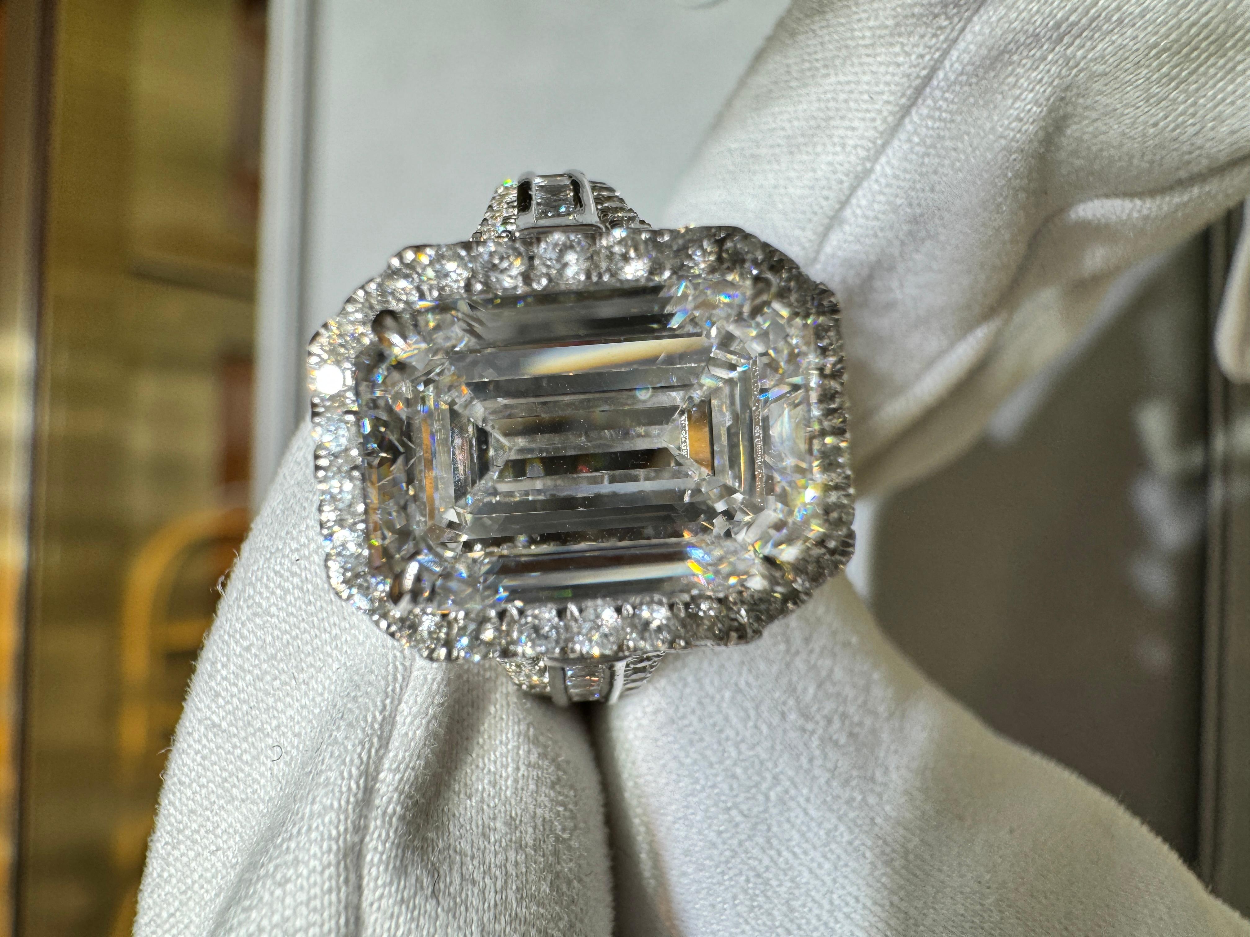 GIA Certified 5.09 Carat D Color VVS2 Clarity Emerald Cut Diamond 18K Ring For Sale 3