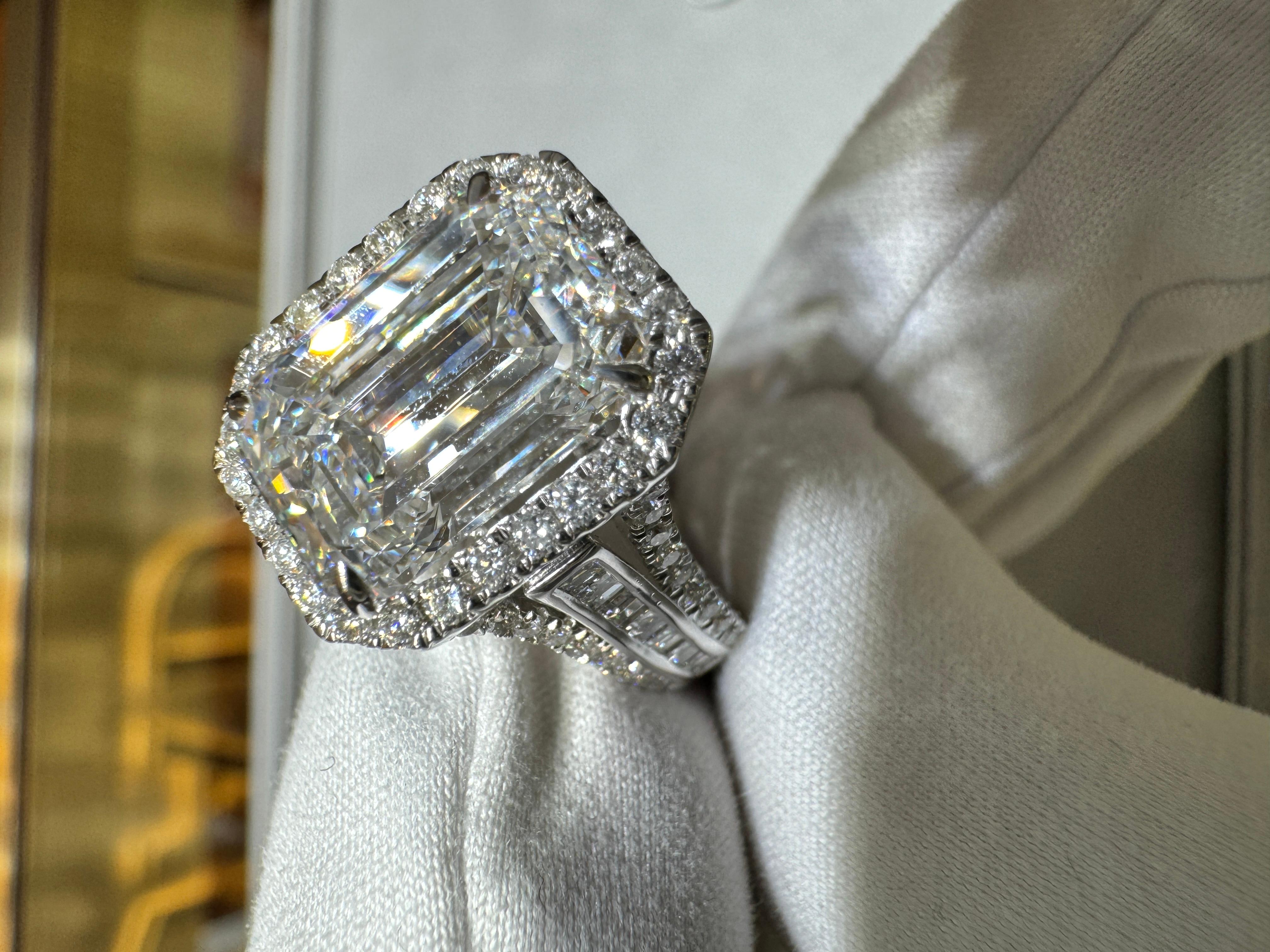 GIA Certified 5.09 Carat D Color VVS2 Clarity Emerald Cut Diamond 18K Ring For Sale 4
