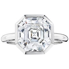 GIA Certified 5.09 Carat Diamond and Platinum Ring by Siegelson