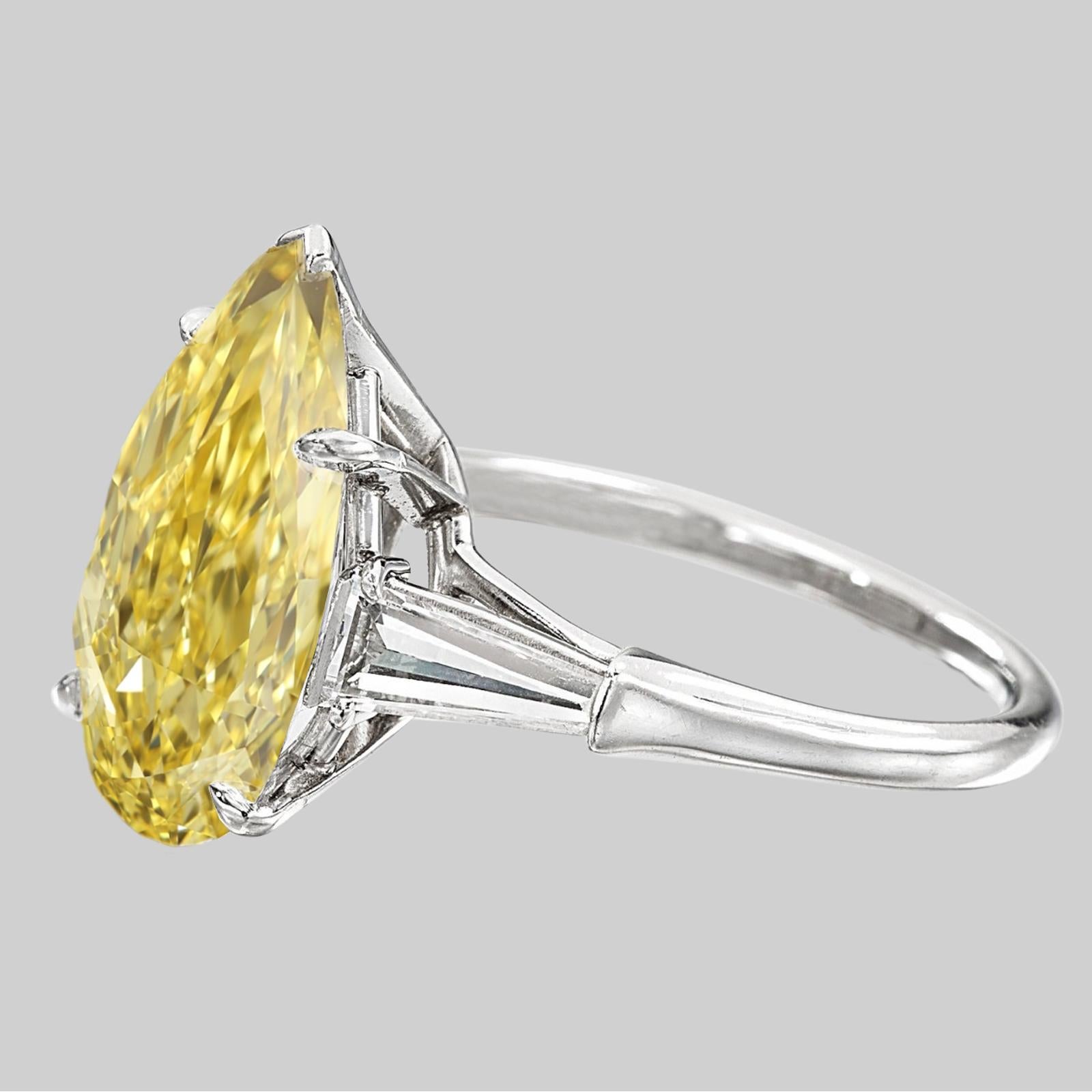 Cushion Cut GIA Certified 5.09 Carat Fancy Yellow Diamond Ring For Sale