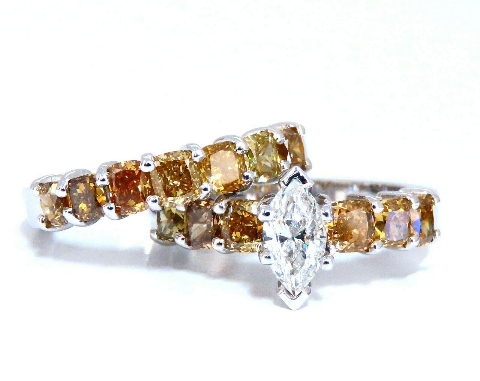 Women's or Men's GIA Certified .50ct Natural Marquise & Fancy Color Diamonds Ring For Sale