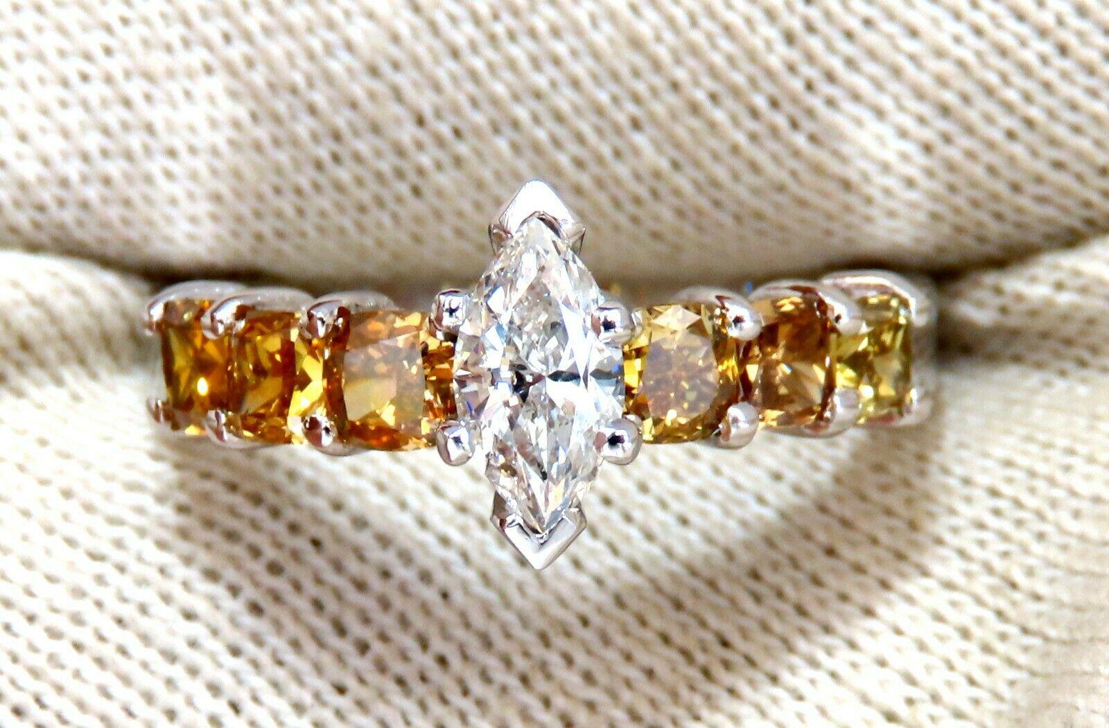 GIA Certified .50ct Natural Marquise & Fancy Color Diamonds Ring For Sale 1