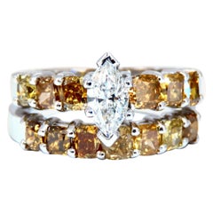 GIA Certified .50ct Natural Marquise & Fancy Color Diamonds Ring*