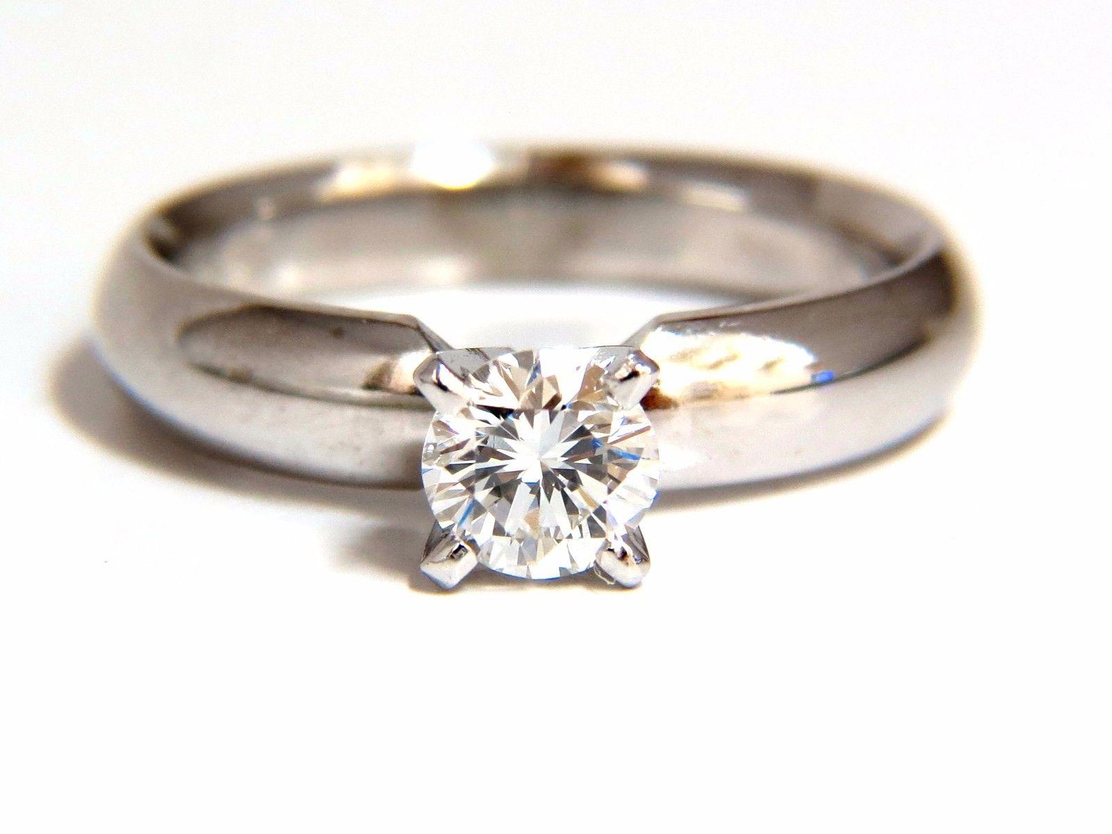 GIA Certified .51 Carat E.Vs2 Natural Round Diamond Ring Platinum Simplicity In New Condition For Sale In New York, NY