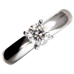 GIA Certified .51 Carat E.Vs2 Natural Round Diamond Ring Platinum Simplicity*