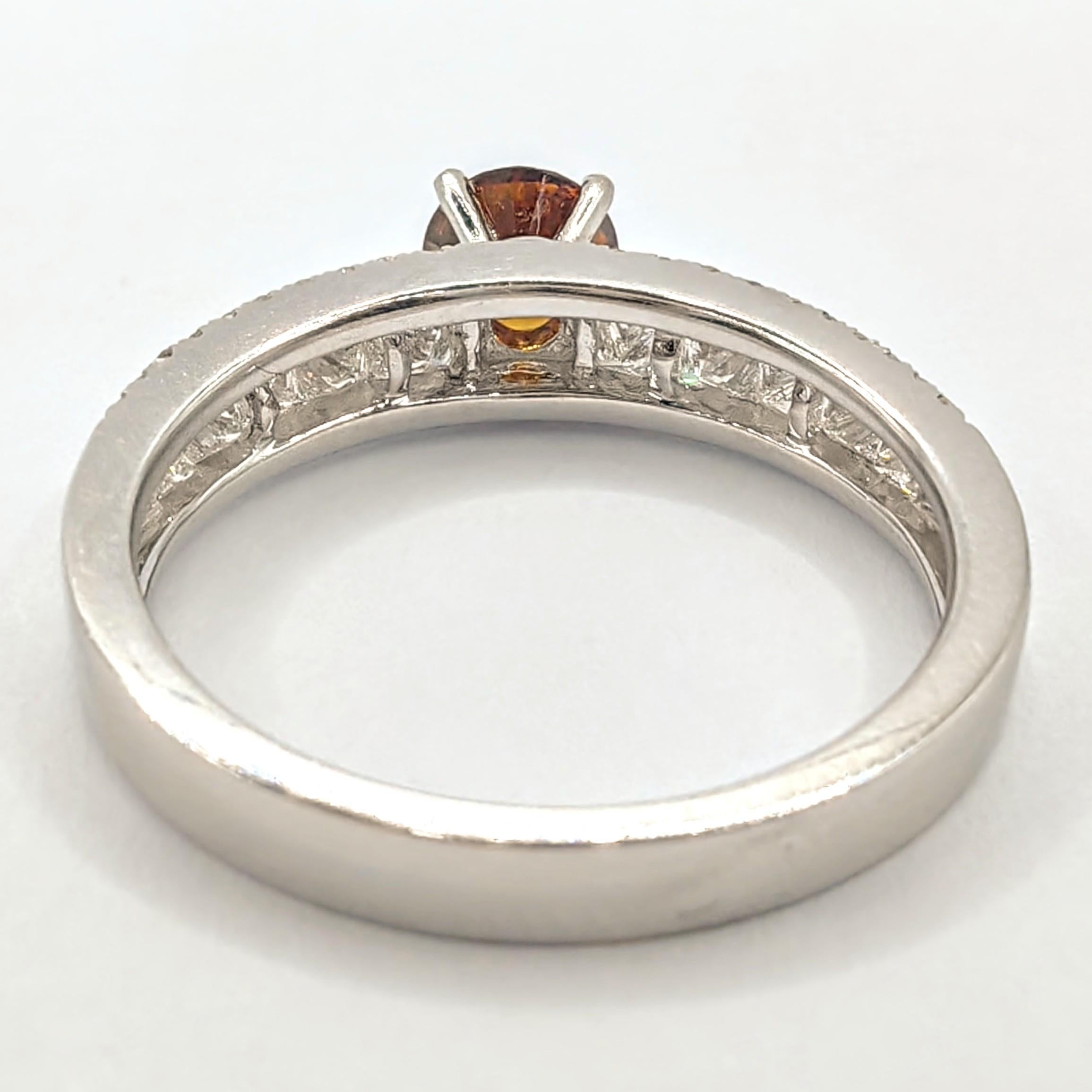 Contemporary GIA Certified .51 Carat Fancy Deep Orange-Brown Diamond Ring in 18K White Gold For Sale