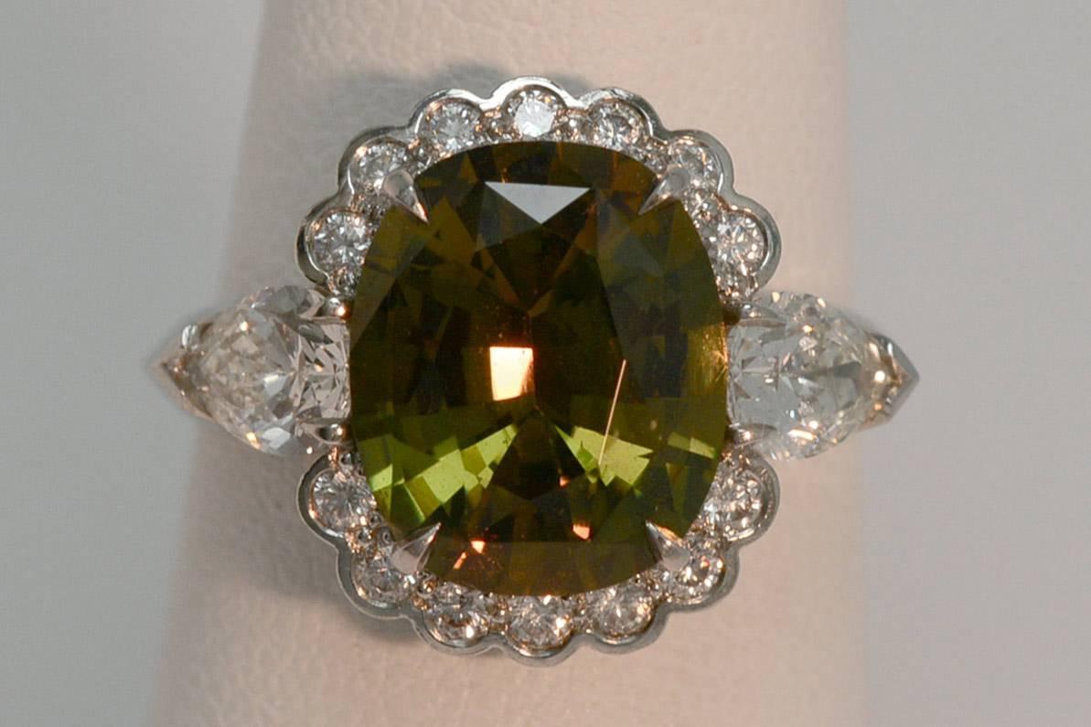Art Deco GIA Certified 5.10 Carat Alexandrite Diamond Engagement Ring