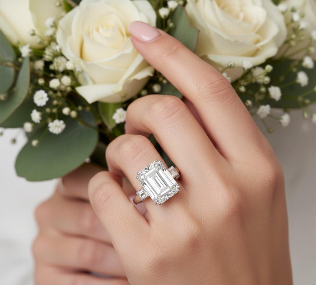 da uomo o donna Anello in platino con diamante taglio smeraldo certificato GIA da 5,10 carati D/VS1 in vendita