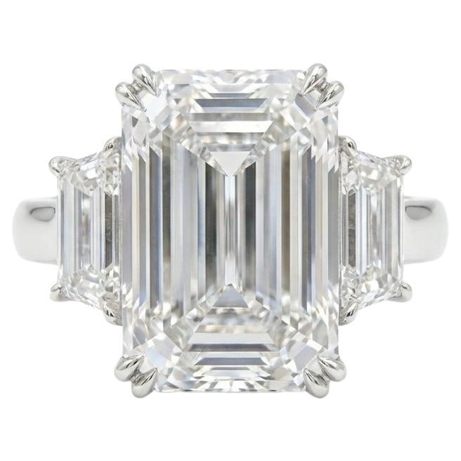 GIA Certified 5.10 Carat D VS1 Emerald Cut Diamond Platinum Ring