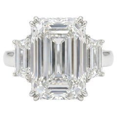 GIA Certified 5.10 Carat D VS1 Emerald Cut Diamond Platinum Ring