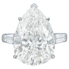 GIA Certified 5.10 Carat Pear Cut Diamond Ring with Tapered Baguettes in 18K