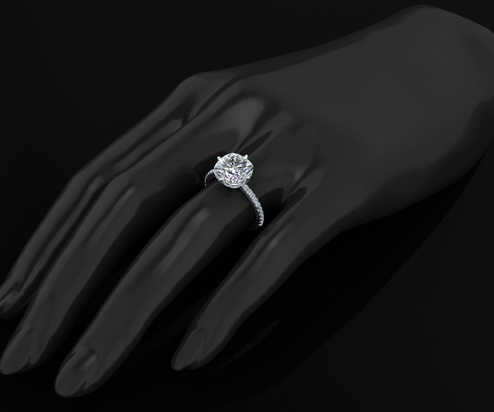 Platin Solitär-Ring, GIA-zertifizierter 5,10 Karat Diamant H Farbe VVS1 Reinheit Damen im Angebot