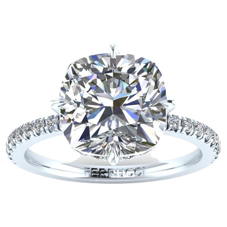 Platin Solitär-Ring, GIA-zertifizierter 5,10 Karat Diamant H Farbe VVS1 Reinheit im Angebot
