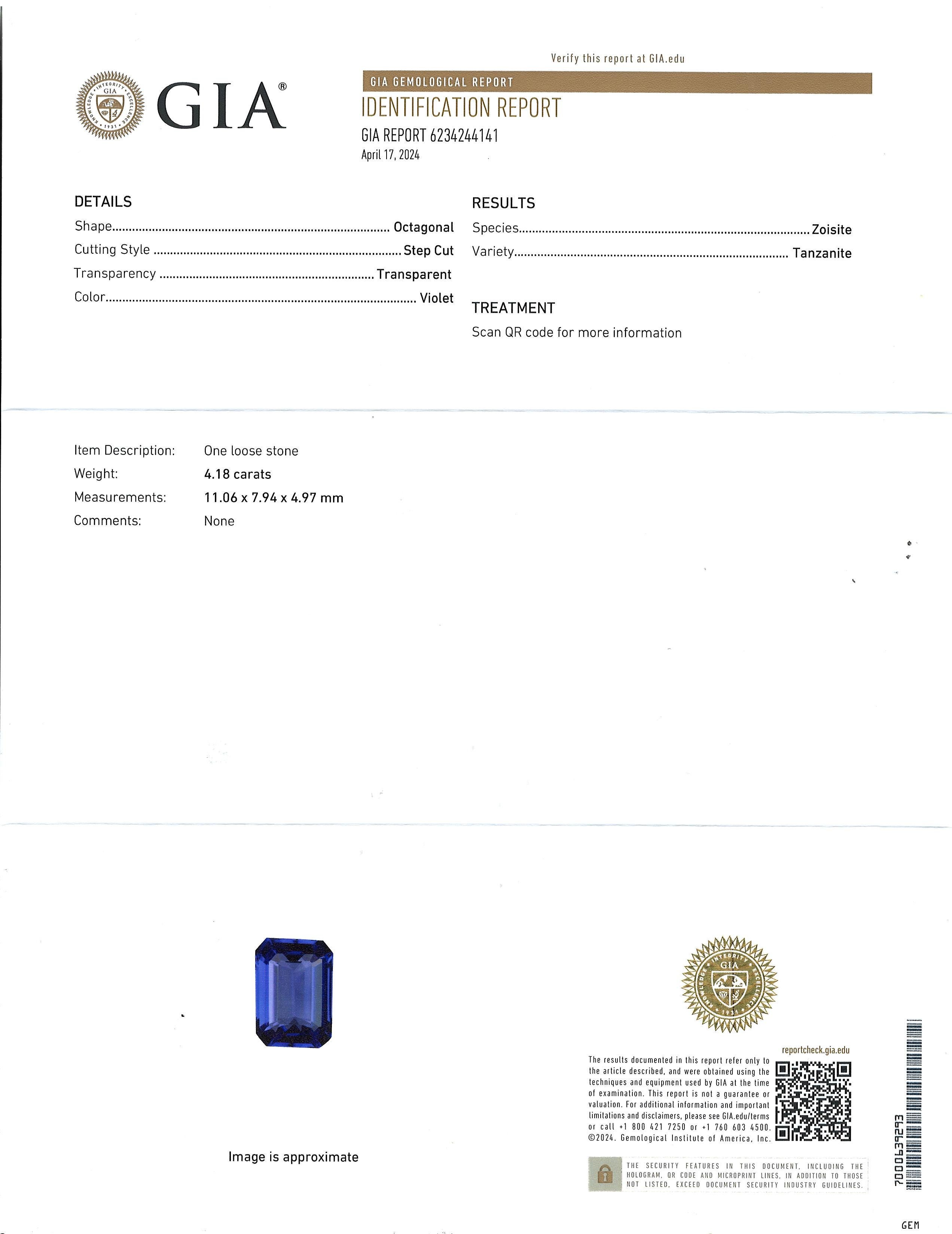 GIA Certified 5.10 Ctw Emerald Cut Tanzanite Diamond Halo Ring 14K White Gold Pour femmes en vente
