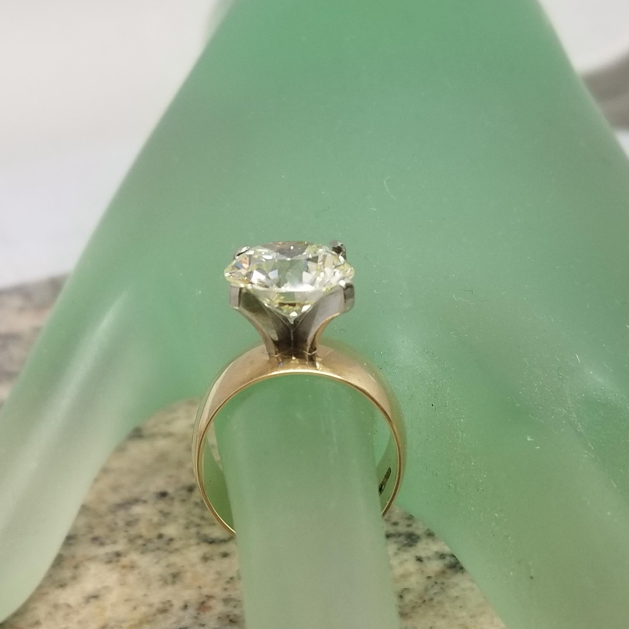 GIA Certified 5.11 Carat Color S-T and Clarity VVS1 Set in a 14k Yellow Gold In Excellent Condition In Los Angeles, CA