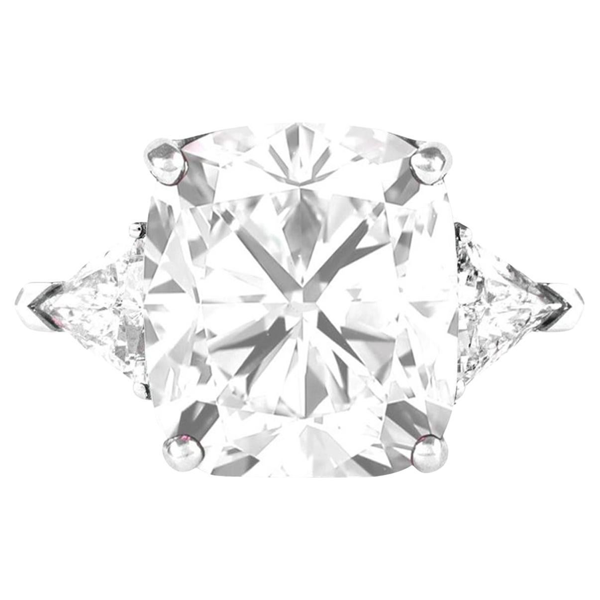 Anillo de platino con diamante talla cojín de 5.11 quilates certificado por el GIA