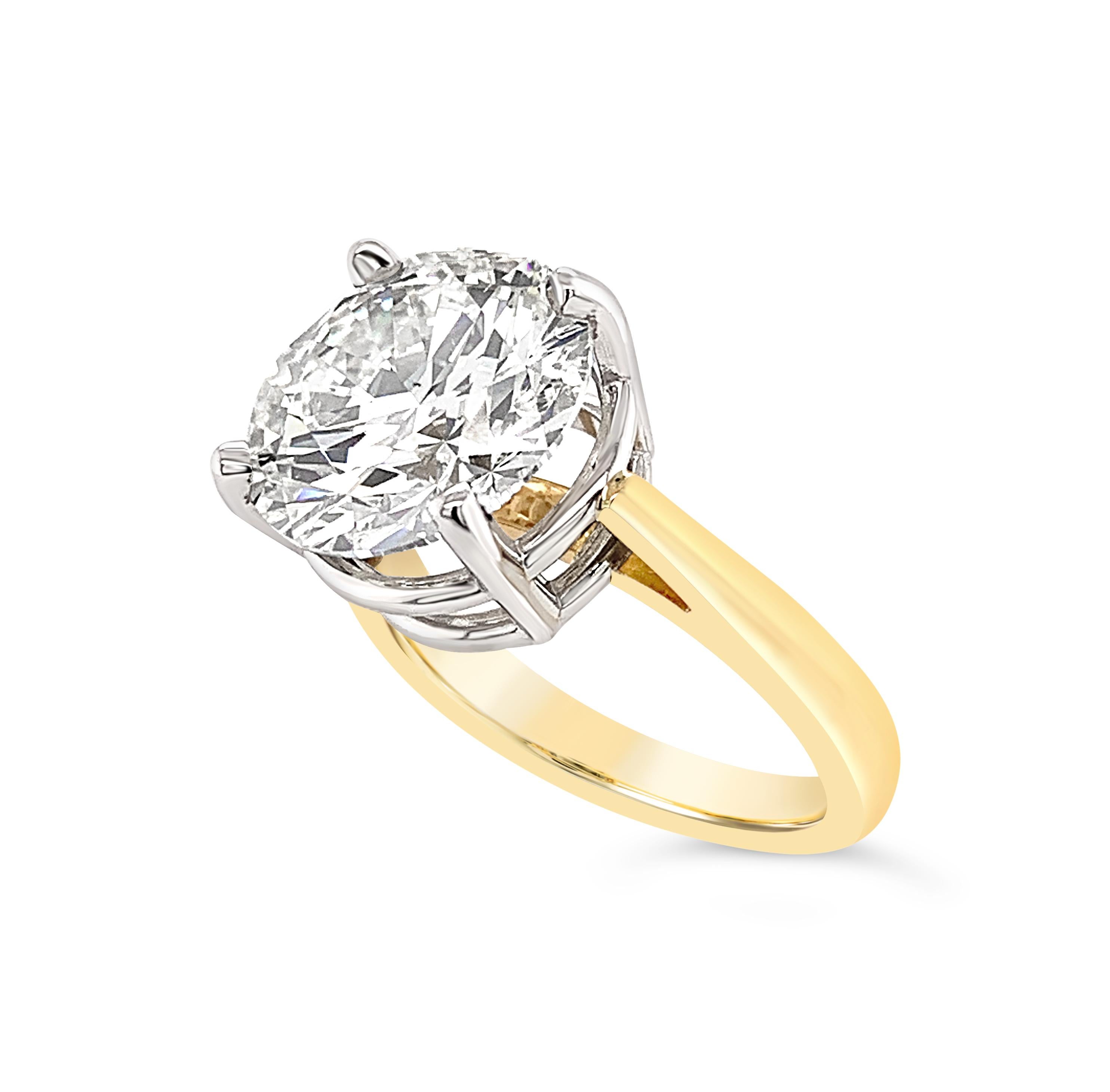 GIA-zertifizierter Solitär-Ring mit 5,11 Karat Diamant (Brillantschliff) im Angebot