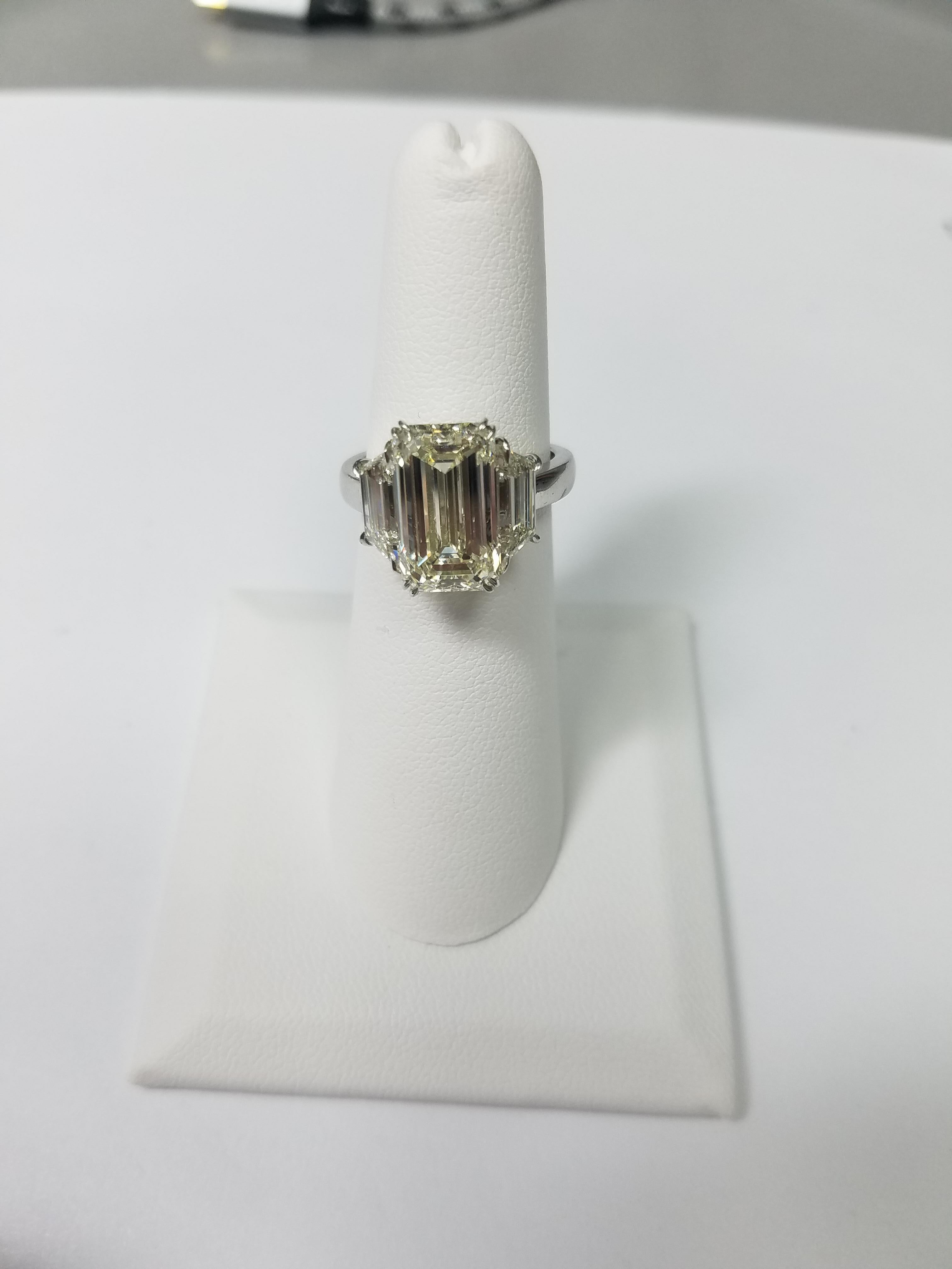 Women's GIA Certified 5.11 Carat Emerald Cut Diamond Ring