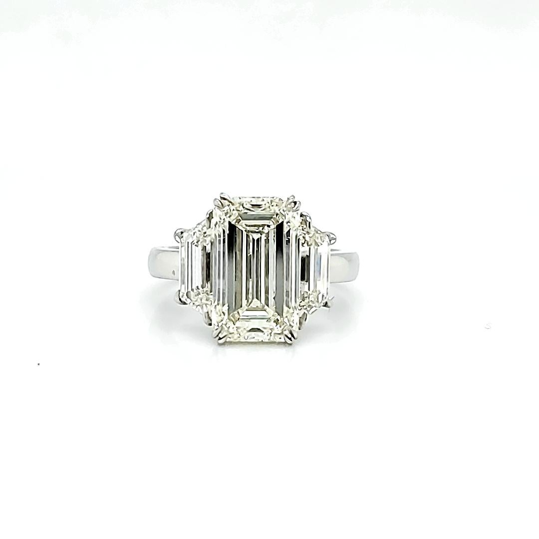 GIA Certified 5.11 Carat Emerald Cut Diamond Ring 1