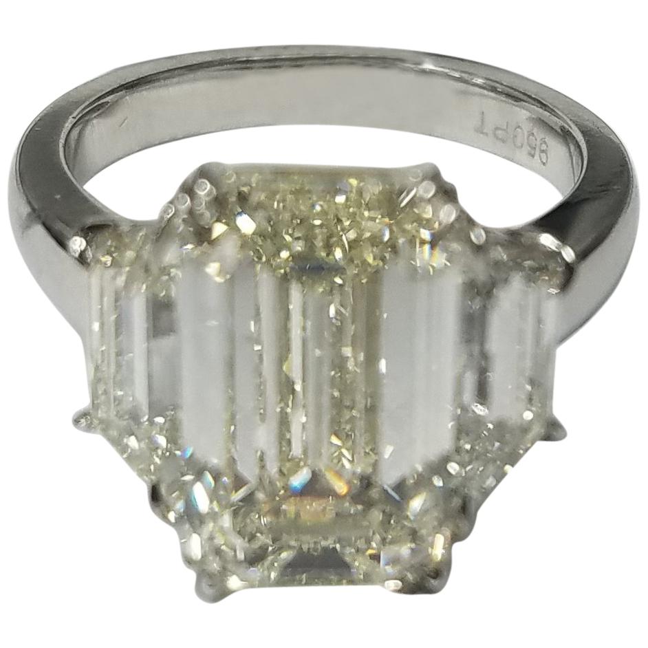 GIA Certified 5.11 Carat Emerald Cut Diamond Ring