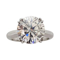 GIA Certified 5.11 Carat Round Brilliant Cut Diamond Platinum Solitaire Ring