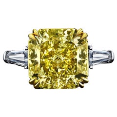 GIA Certified 5.12 Carat Fancy Yellow Radiant Cut Diamond Ring VVS1 Clarity