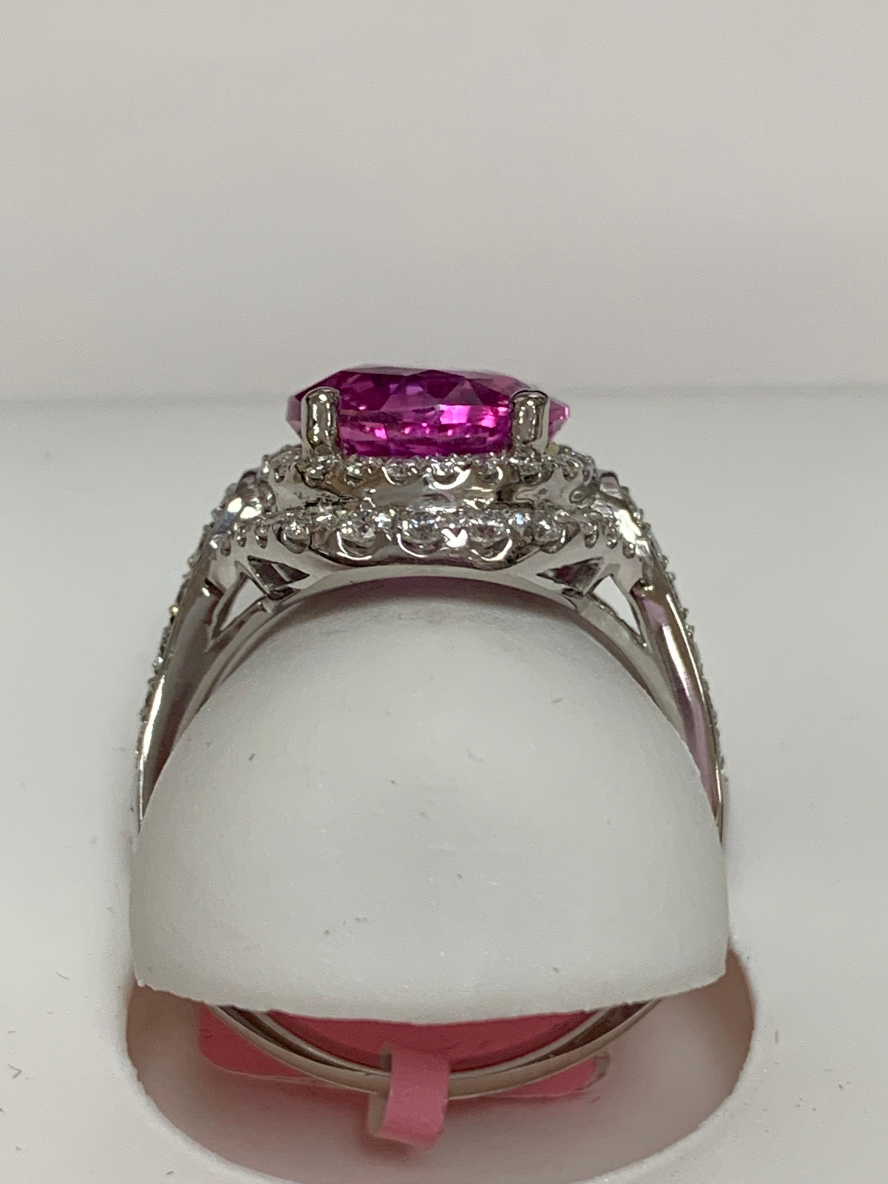 GIA Certified 5.12 Carat Pink sapphire and Diamonds Ring 1