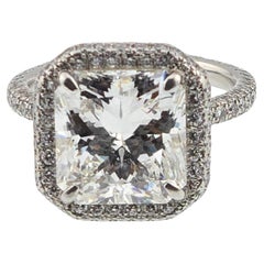 GIA certified 5.12 carats F color Earth Mined diamond in 18K Designer Gold Ring