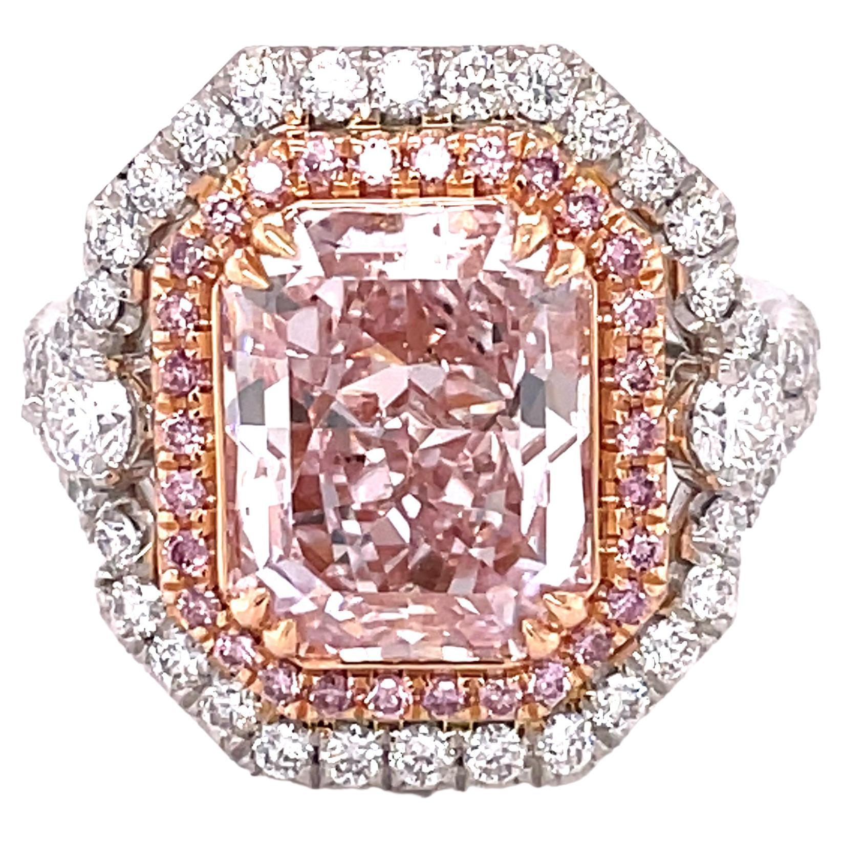 GIA Certified 6.51ct Radiant Cut, Fancy Light Purplish Pink Diamond  For Sale