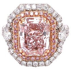 GIA Certified 6.51ct Radiant Cut, Fancy Light Purplish Pink Diamond 