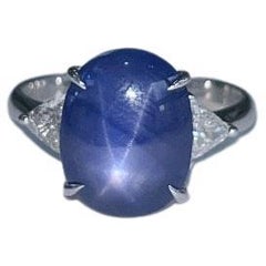 GIA-zertifizierter 5,13 Karat burmesischer Sternsaphir & Diamant Kuppel-/Anhängerring