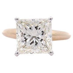 Anello di fidanzamento solitario con diamante taglio principessa M/SI2 certificato GIA da 5,13 carati
