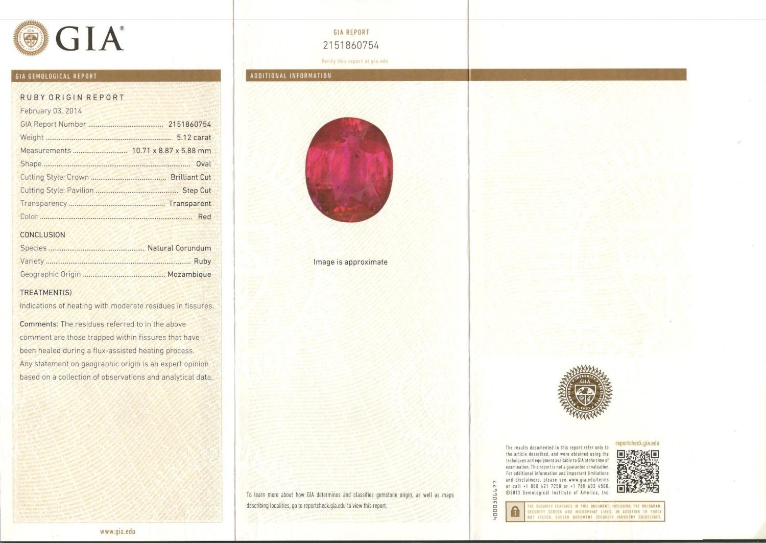 GIA Certified 5.12 Carat Ruby and Diamond 3-Stone Engagement Ring in 18k Gold In New Condition For Sale In Los Angeles, CA