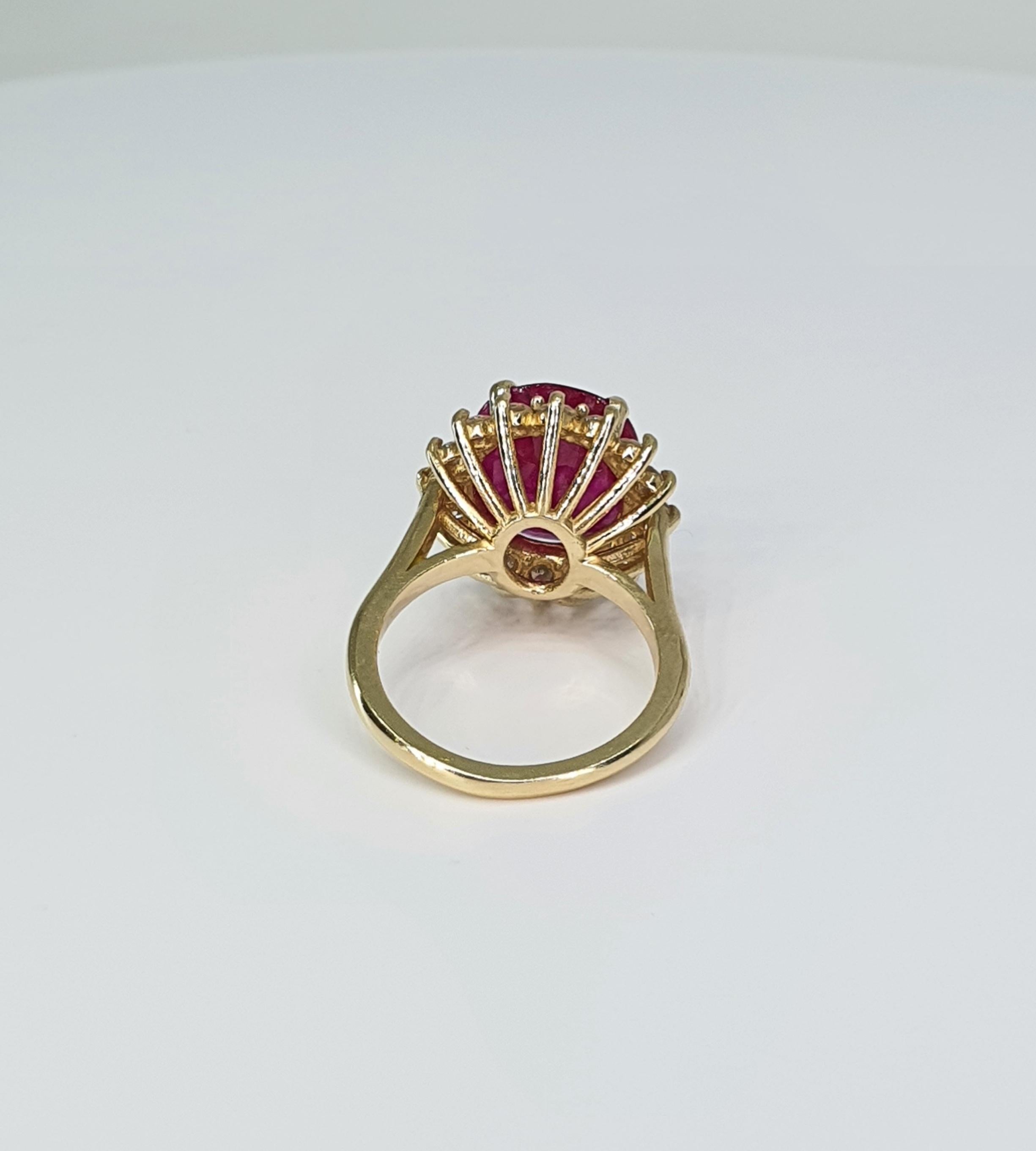 GIA Certified 5.13 Carat Ruby Diamond 18 Karat Yellow Gold Ring In New Condition For Sale In Montreux, VD
