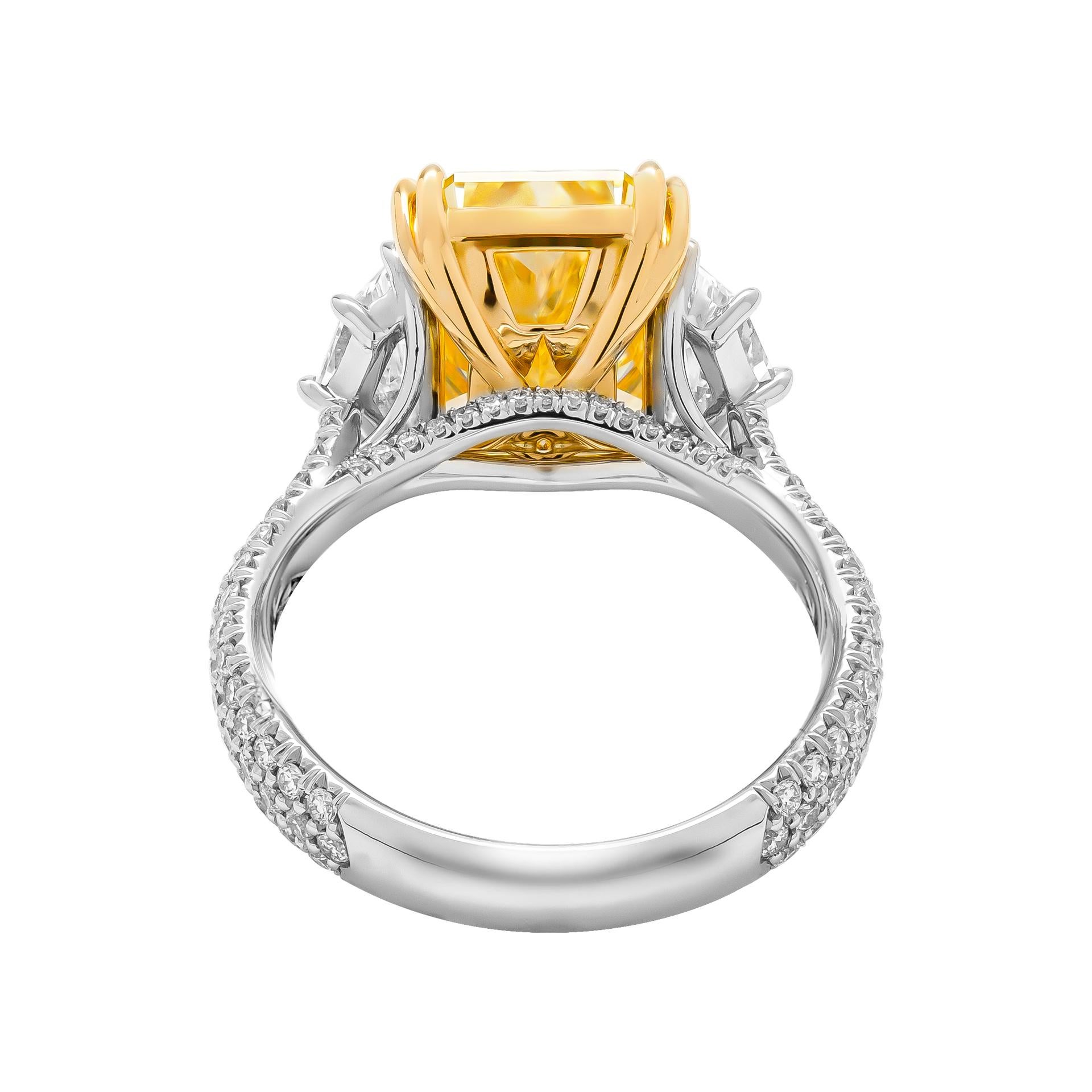3 stone radiant cut diamond ring