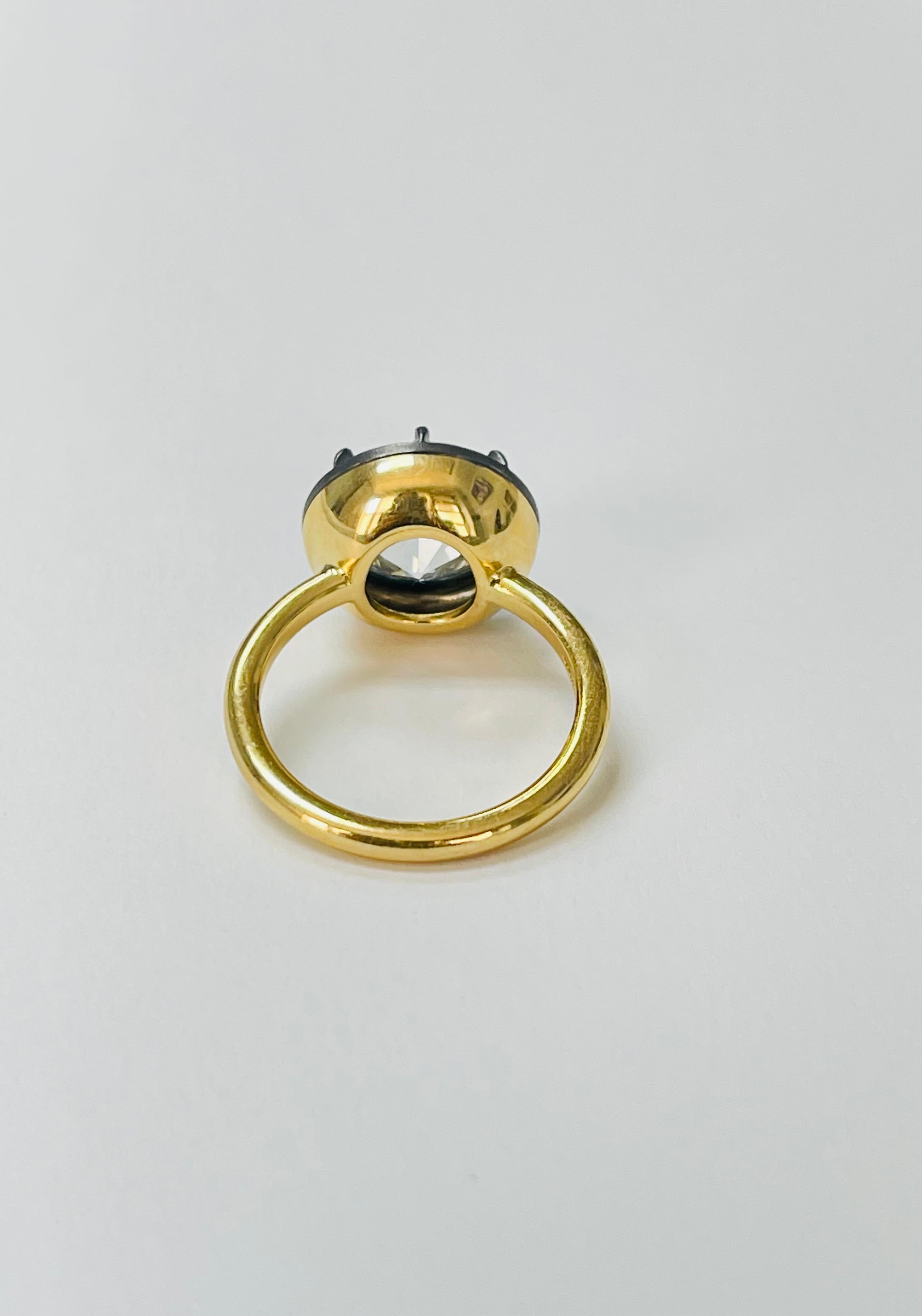 Bague en or jaune 18 carats certifiée GIA et ornée d'un diamant brillant de 5,14 carats de type européen ancien  Pour femmes en vente