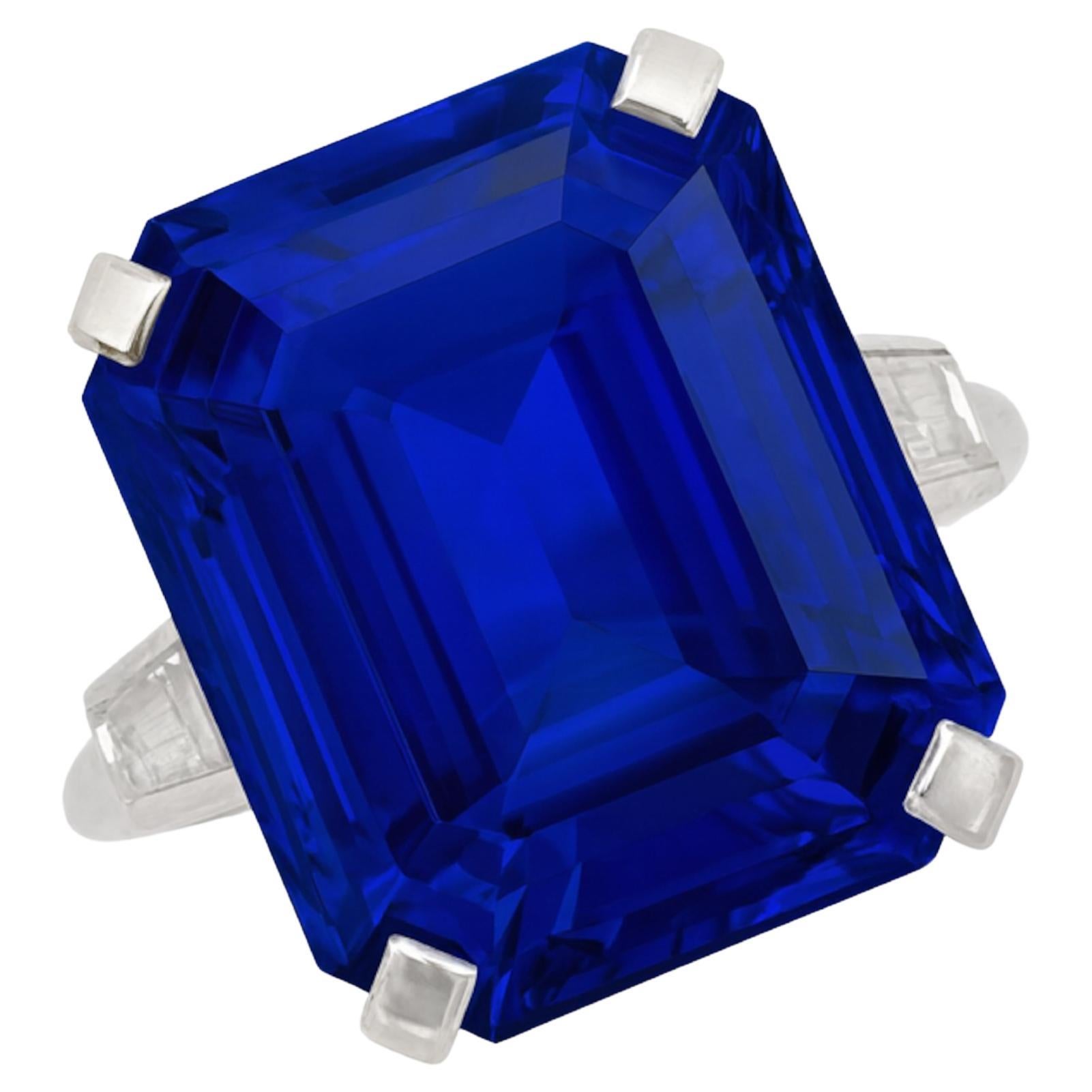 Zafiro azul certificado por GIA 5.14 talla esmeralda sin tratar 100% eye clean en venta
