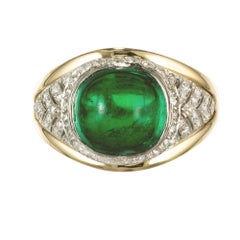 GIA Certified 5.15 Carat Colombian Emerald Diamond Gold Platinum Engagement Ring