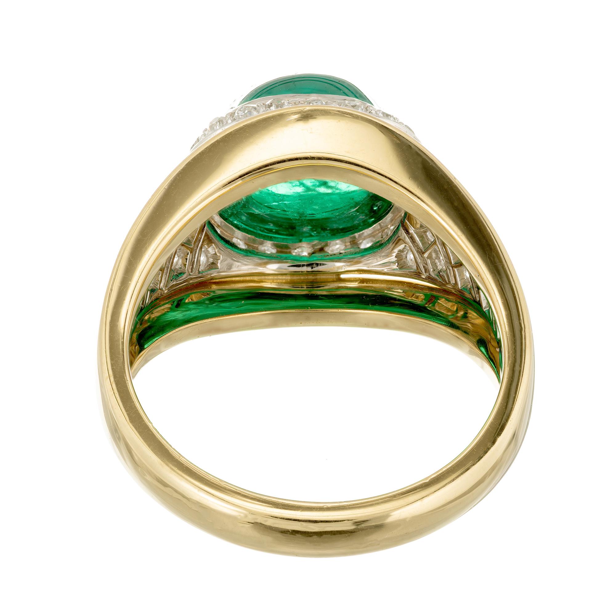 Verlobungsring, GIA-zertifizierter 5,15 Karat kolumbianischer Smaragd Diamant Gold Platin im Zustand „Gut“ im Angebot in Stamford, CT
