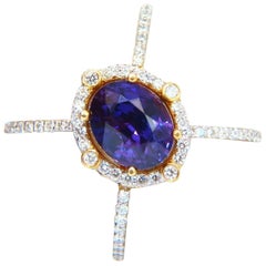 GIA Certified 5.16 Carat Natural Vivid Purple Sapphire Diamonds Ring*