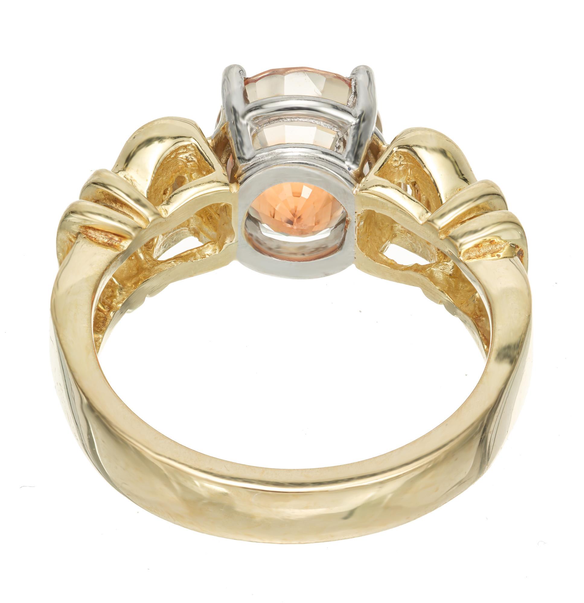 Cushion Cut GIA Certified 5.16 Carat Orange Zircon Diamond Gold Platinum Engagement Ring For Sale