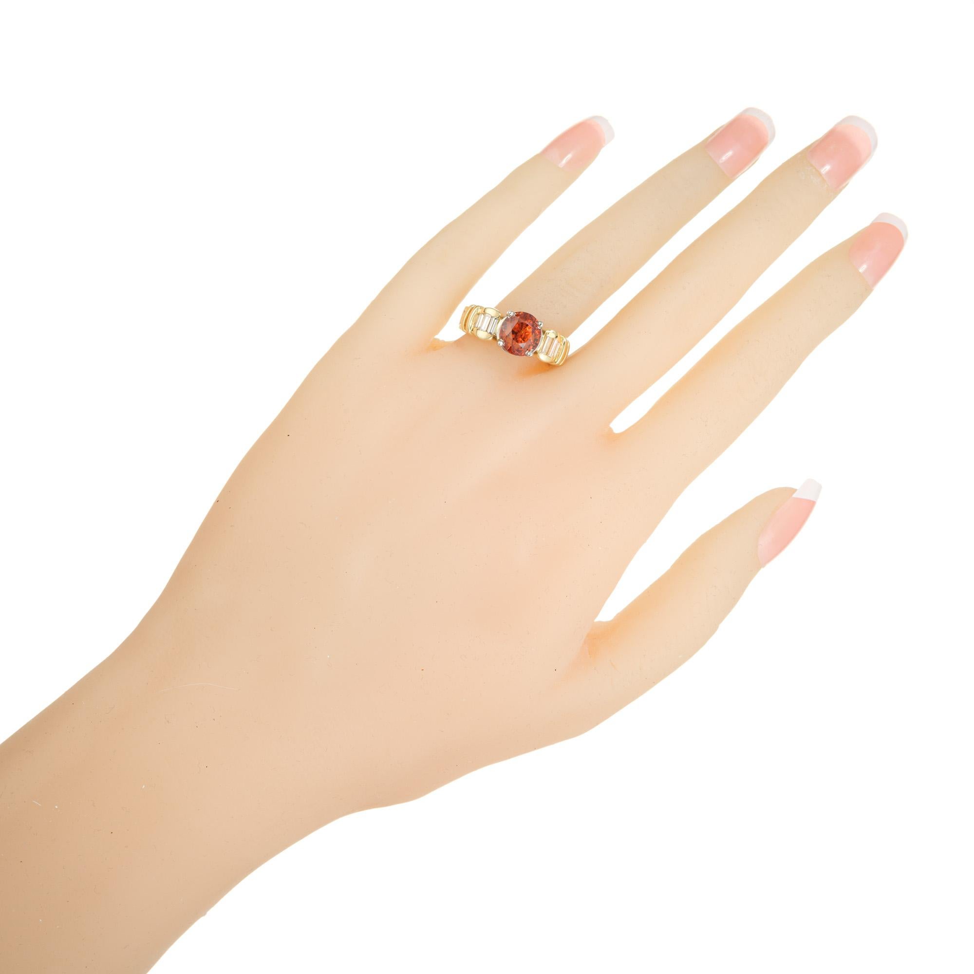 Women's GIA Certified 5.16 Carat Orange Zircon Diamond Gold Platinum Engagement Ring For Sale