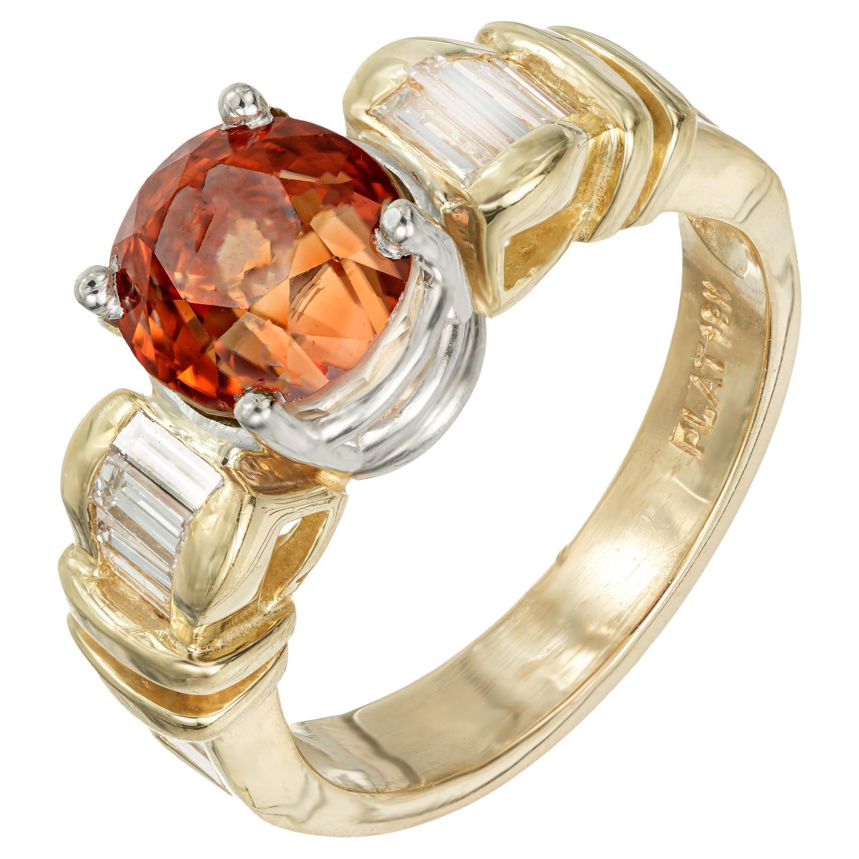 GIA Certified 5.16 Carat Orange Zircon Diamond Gold Platinum Engagement Ring For Sale