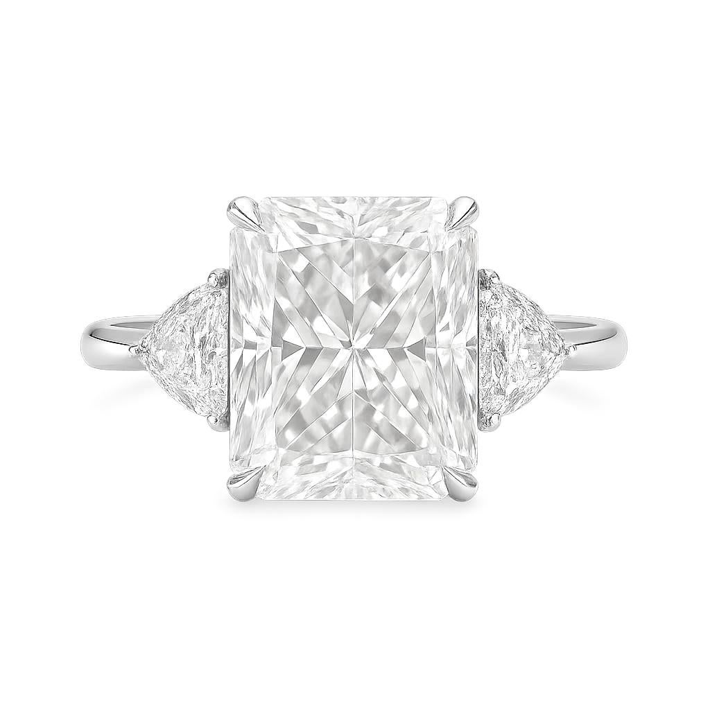 Contemporaneo Anello in platino con diamante radiante da 5.16 carati certificato GIA in vendita