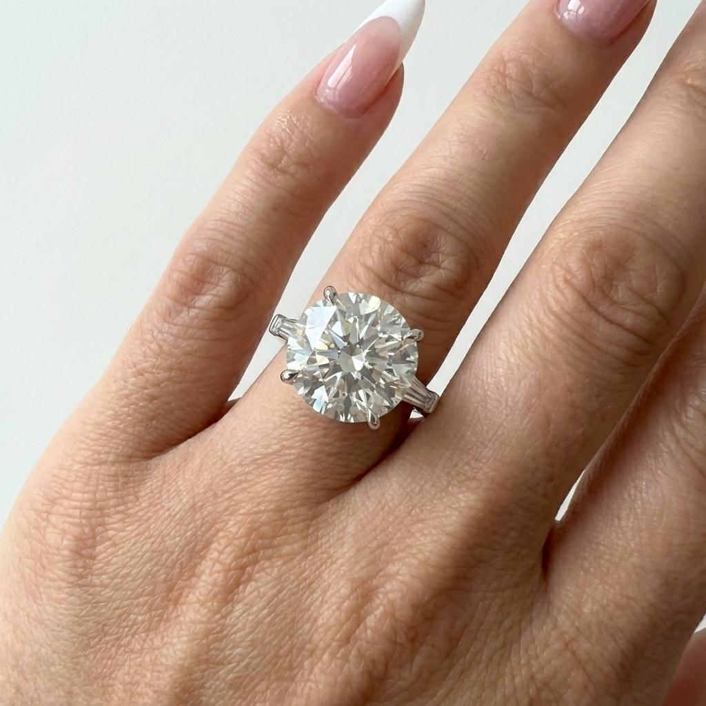 GIA-zertifiziert 5,17 Karat D Farbe Internally Flawless Round Diamond Ring (Zeitgenössisch) im Angebot